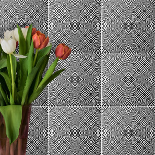 Geometrisk optisk Illusion, svart och vit Mönster Kakelplatta