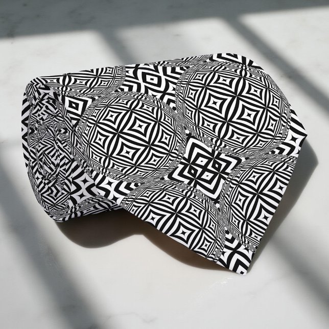 Geometrisk optisk Illusion, svart och vit Mönster Slips (Skapare uppladdad)