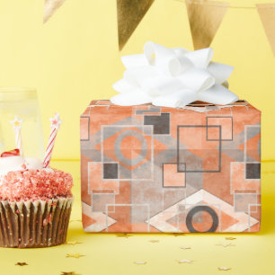 Geometrisk orange grått grunge-snyggt presentpapper