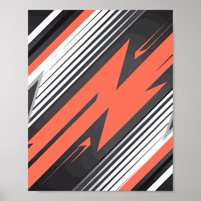 Geometrisk orange och svart Zigzag-design Poster (Framsidan)