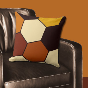 Geometrisk Orange och Svarta Hexagon Mönster Kudde