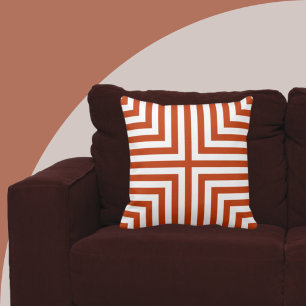 Geometrisk Orange och vit vinkelrät Mönster Kudde