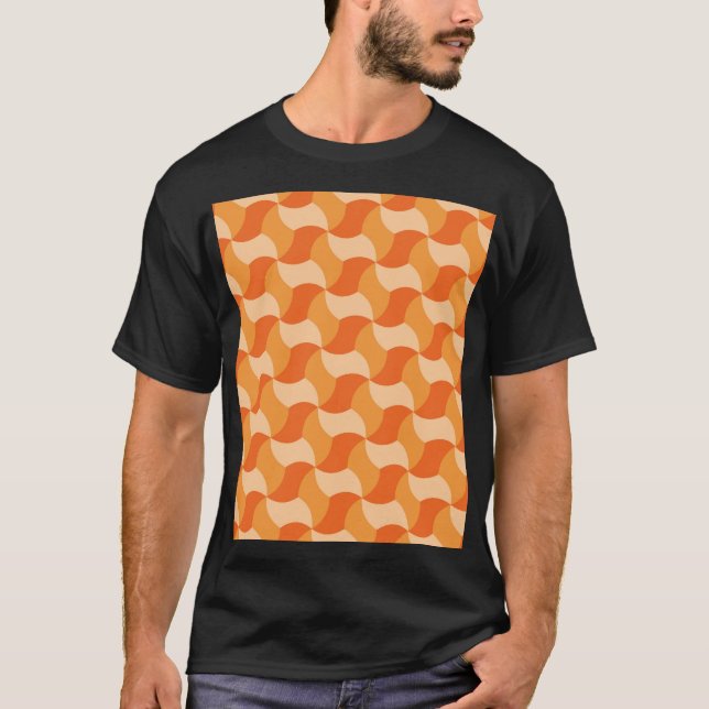 Geometrisk Orange Shades: Abstrakt Tile T Shirt (Framsida)