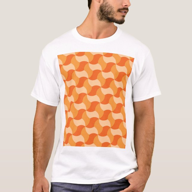 Geometrisk Orange Shades: Abstrakt Tile T Shirt (Framsida)