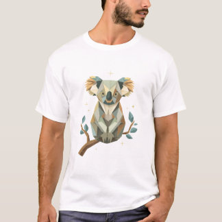 Geometrisk origami-koala på eukalyptusgren t shirt
