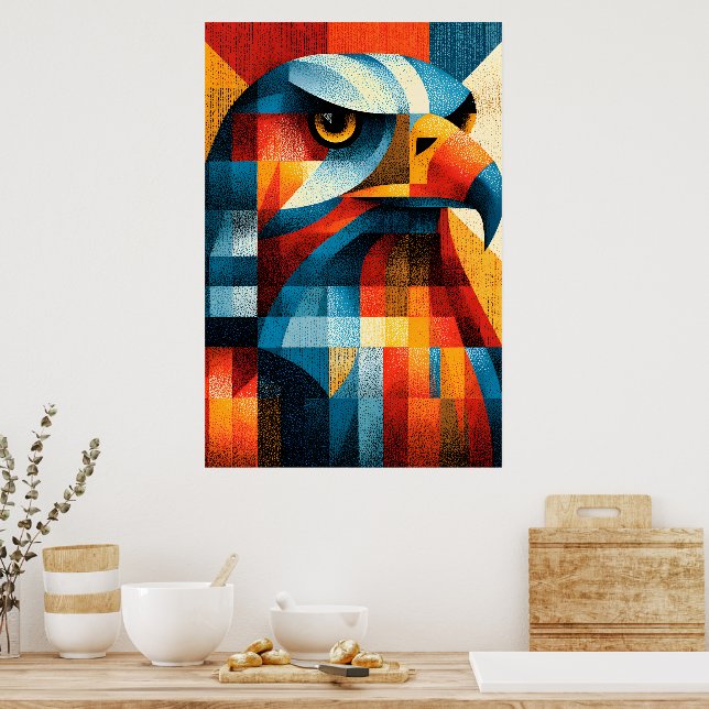 Geometrisk Örn Art Deco Abstrakt Pop Art Affisch (Kök)