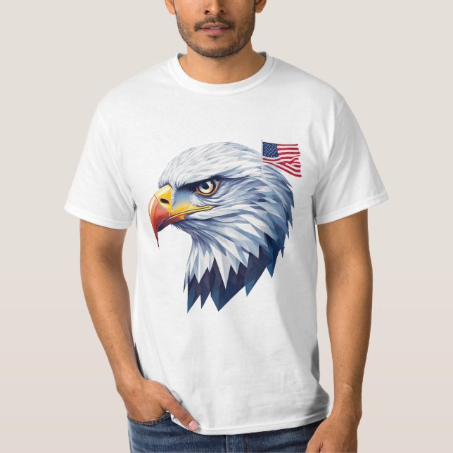 Geometrisk Örn USA-design – Modern Patriotisk T Shirt (Framsida)