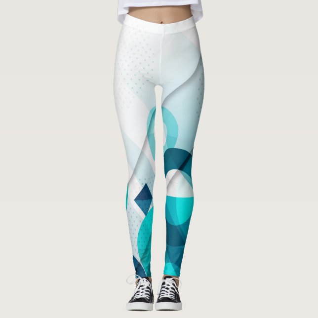 Geometrisk övertoningsdesign i blå bensin från fär leggings (Framsida)