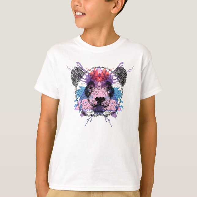 Geometrisk Pandabjörn T Shirt (Framsida)