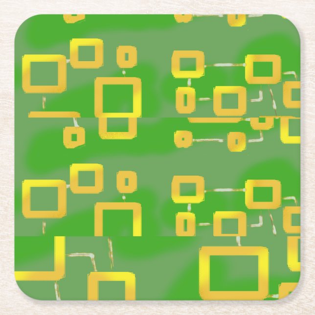 Geometrisk Papper Underlägg av gröntens Abstrakt Kvadrat (Framsidan)