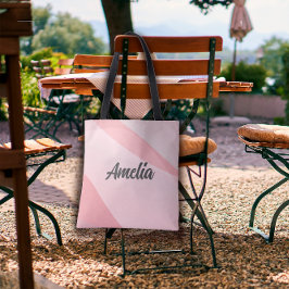 Geometrisk pastel rosa ros-färg med namn tygkasse