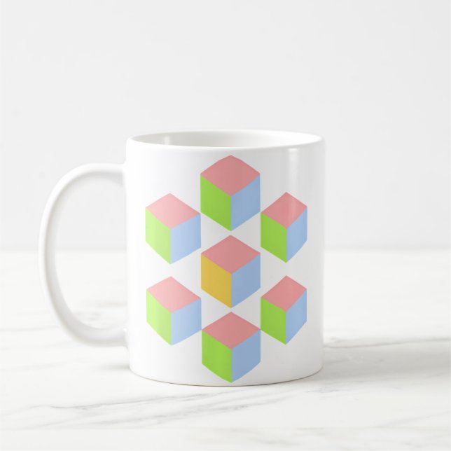 Geometrisk Pastell Isometrisk Optisk Illusionskub Kaffemugg (Vänster)