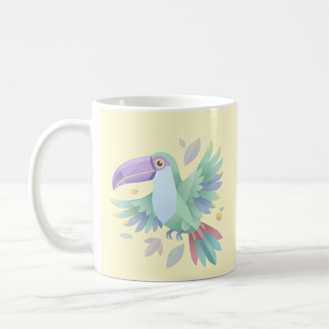 Geometrisk Pastell Tukan – Minimalistisk Tropisk F Kaffemugg (Vänster)