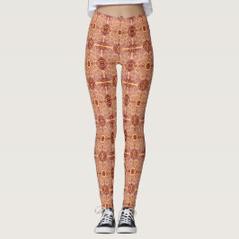 Geometrisk persiko- och mauvebalgs leggings