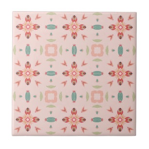 Geometrisk persiko- och skalmodern Blommigt Kakelplatta