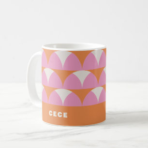 Geometrisk personlig för modern rosa orange kaffemugg