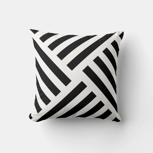 Geometrisk Pinwheelrand i svartvitt Kudde (Framsida)