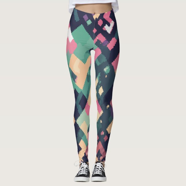 Geometrisk pixel leggings (Framsida)