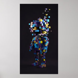 Geometrisk pixelabstrakt figurer röd gult poster