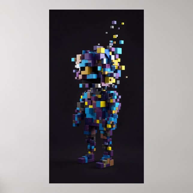 Geometrisk pixelabstrakt figurer röd gult poster (Framsidan)