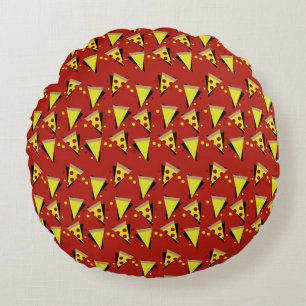 Geometrisk pizza pepperoni italiensk skiva rund kudde