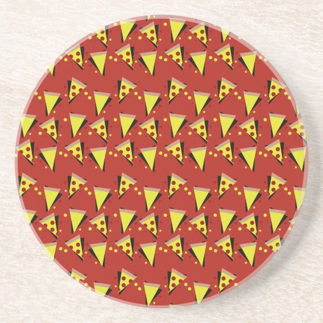 Geometrisk Pizza Pepperoni Italiensk Skiva Underlägg (Framsidan)