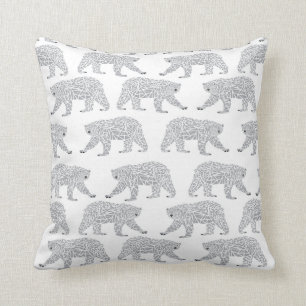 Geometrisk polar björndesign för grå färg - minsta kudde