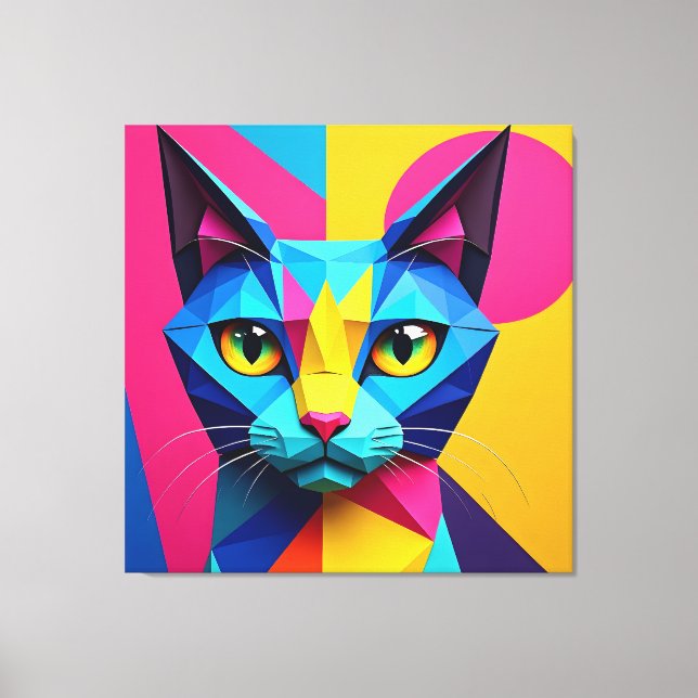 Geometrisk Pop Art Katt Canvastryck (Framsida)