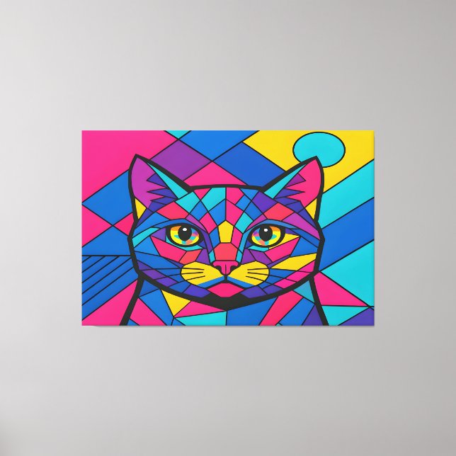 Geometrisk Pop Art Katt Canvastryck (Framsida)