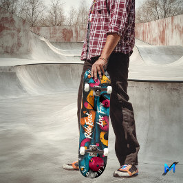 Geometrisk Pop Art - Kör Fort, Lev Fritt Mini Skateboard Bräda 18,5 Cm