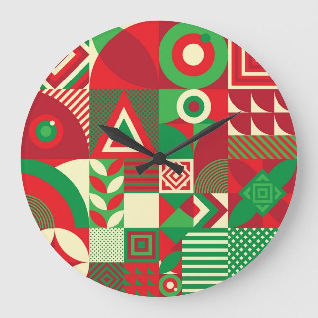 Geometrisk popup: Färgfyllda Abstrakter. Stor Klocka (Framsida)