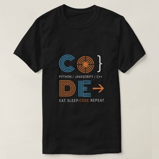 Geometrisk Programmerarkod Äta Sova Upprepa Presen T Shirt (Design framsida)