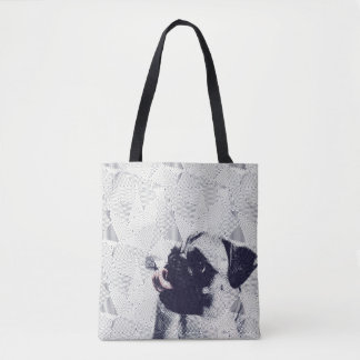 Geometrisk pug med fjäril på tunga art toto tygkasse