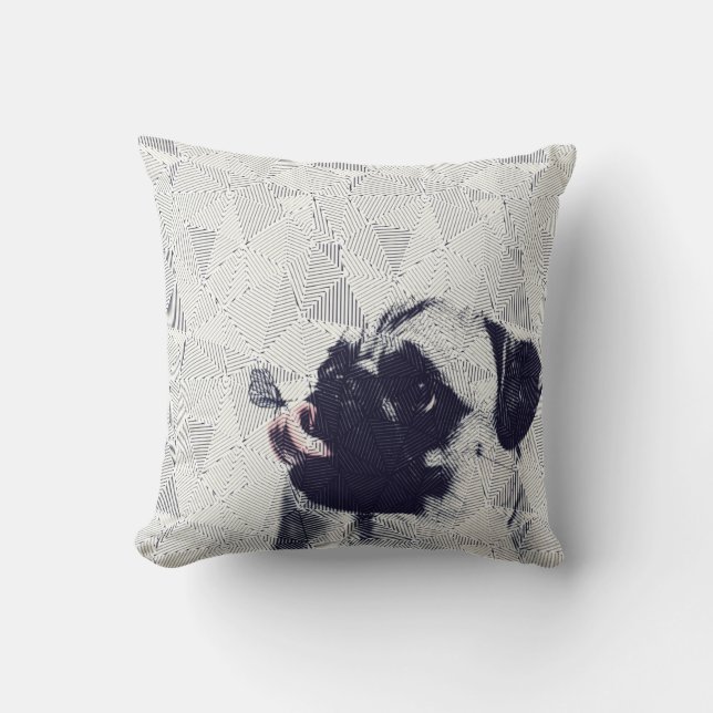 Geometrisk pug med fjäril på tunga-konstkuddar kudde (Framsida)