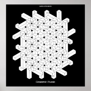 GEOMETRISK PUZZLE Retro Poster