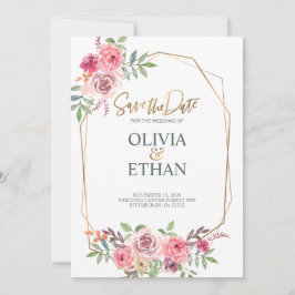 Geometrisk ram blomsterbröllopsinbjudan mall