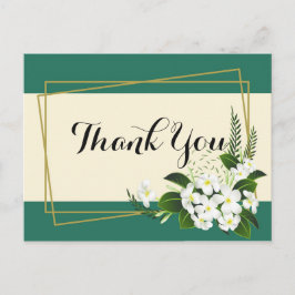 geometrisk ram för vit blommigt elegantTack Vykort