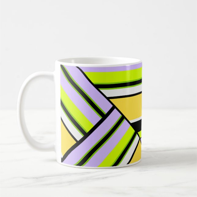 Geometrisk, randig kaffemugg (Vänster)