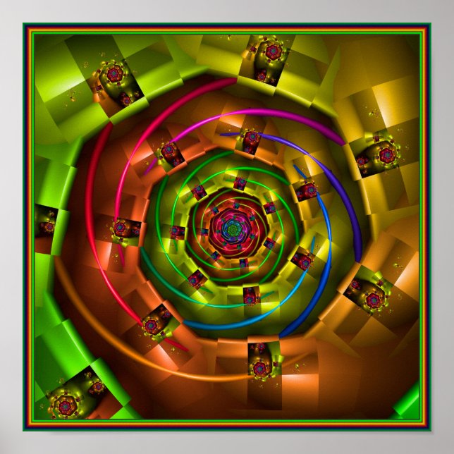 Geometrisk regnbågsfraktal poster (Framsidan)