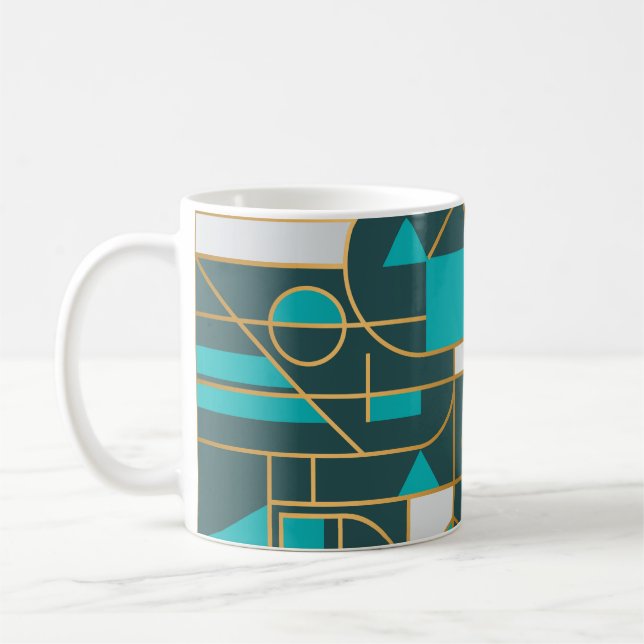 Geometrisk retro: Minimalistisk teckning Poster. Kaffemugg (Vänster)