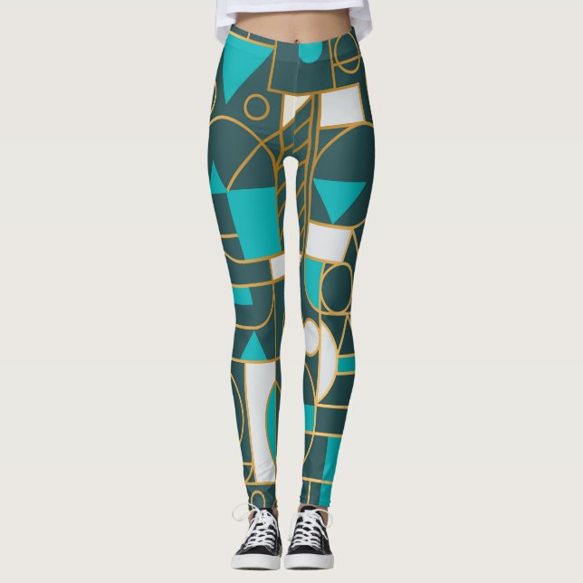 Geometrisk retro: Minimalistisk teckning Poster. Leggings (Framsida)