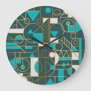 Geometrisk retro: Minimalistisk teckning Poster. Stor Klocka