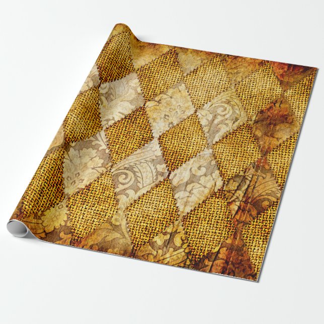 geometrisk retrobakgrund i guldfärgat färg presentpapper (Utrullad)
