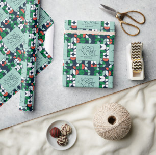 geometrisk retroblå röd grönt modern jul Wr Presentpapper