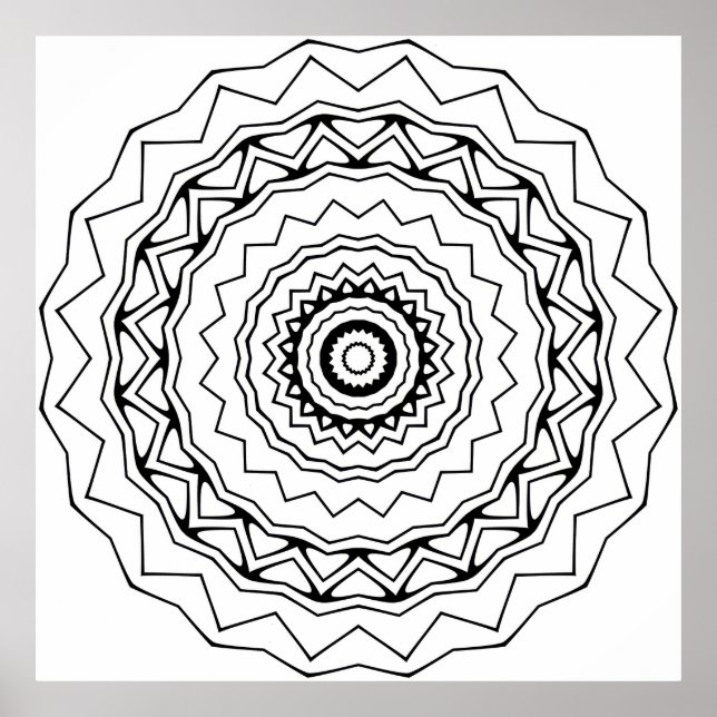 Geometrisk ringmandala att färglägga Tjocka linjer Poster (Framsidan)