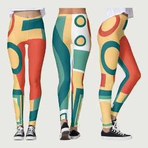 Geometrisk risograf för retro-vintage, risoprint leggings