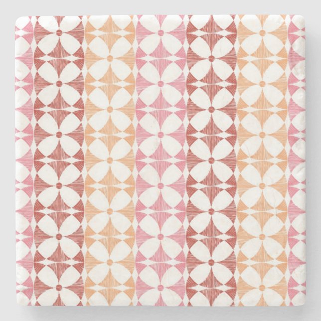 Geometrisk röd ikat rand mönster underlägg sten (Framsidan)