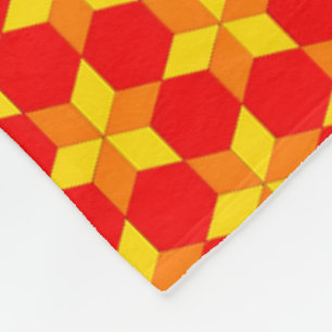 Geometrisk röd orange och gul mosaikfleeceblank fleecefilt