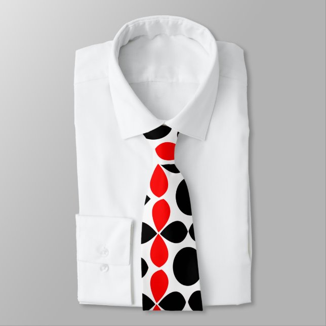 Geometrisk Röd Svart Elegant Modern Slips (Bunden)