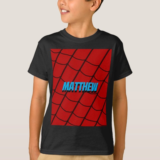 Geometrisk röd svart webben linjer t shirt (Framsida)